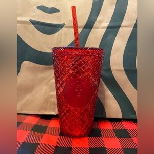Starbucks 2021 Winter Holiday Ruby Red Jeweled Studded Tumbler 16oz NWT!